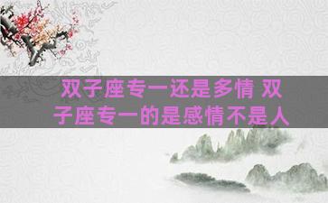 双子座专一还是多情 双子座专一的是感情不是人 双子座专一还是多情 双子座专一的是感情不是人